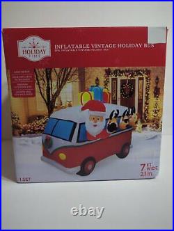 Vintage Holiday Bus with Santa & Friends 7 Foot Inflatables Christmas Gemmy