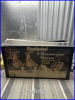 Vintage Illuminated SWC Reindeer (2x 30) & Sleigh (42) Set Excellent