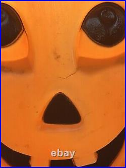 Vintage Large 34 Carolina Enterprises Black Cat on Pumpkin Halloween Blow Mold