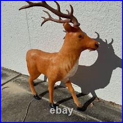 Vintage Large Santa's Best Lighted Reindeer Blow Mold Rare Christmas Retro