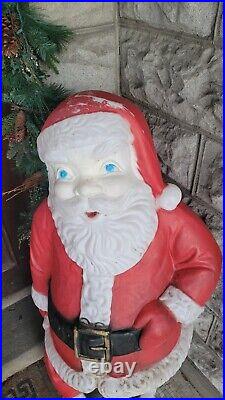 Vintage Life Size Blow Mold Santa 60 Tall With Light Cord