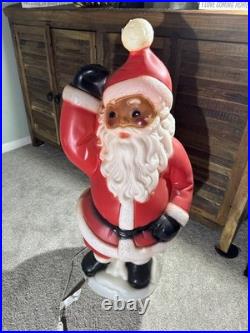 Vintage Light Up Blow Mold Waving Santa Christmas General Foam Plastics 40