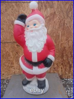 Vintage Light Up Blow Mold Waving Santa Christmas General Foam Plastics 40