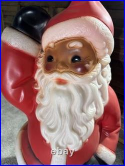 Vintage Light Up Blow Mold Waving Santa Christmas General Foam Plastics 40