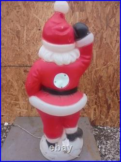 Vintage Light Up Blow Mold Waving Santa Christmas General Foam Plastics 40