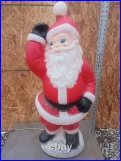 Vintage Light Up Blow Mold Waving Santa Christmas General Foam Plastics 40