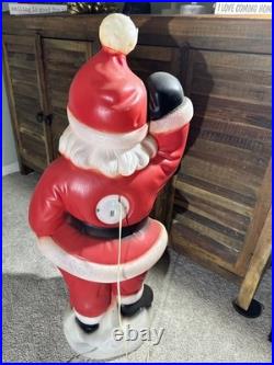 Vintage Light Up Blow Mold Waving Santa Christmas General Foam Plastics 40