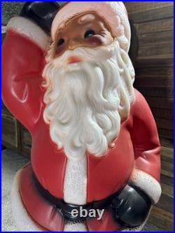 Vintage Light Up Blow Mold Waving Santa Christmas General Foam Plastics 40