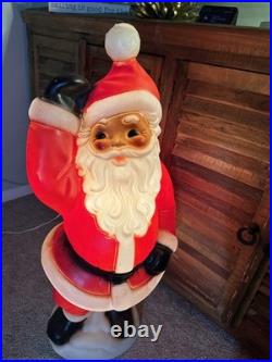 Vintage Light Up Blow Mold Waving Santa Christmas General Foam Plastics 40