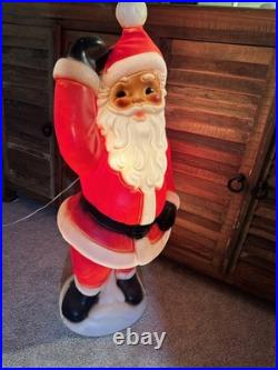 Vintage Light Up Blow Mold Waving Santa Christmas General Foam Plastics 40