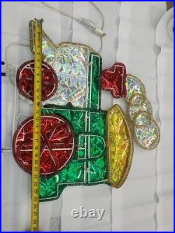 Vintage Light Up Holographic Christmas Train Santa Holiday Outdoor Yard Decor