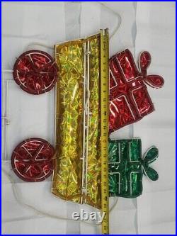 Vintage Light Up Holographic Christmas Train Santa Holiday Outdoor Yard Decor