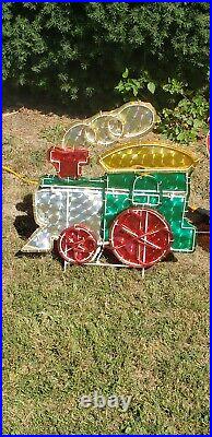 Vintage Light Up Holographic Christmas Train Santa Holiday Outdoor Yard Decor