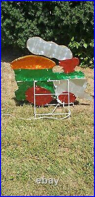 Vintage Light Up Holographic Christmas Train Santa Holiday Outdoor Yard Decor