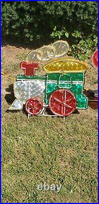 Vintage Light Up Holographic Christmas Train Santa Holiday Outdoor Yard Decor