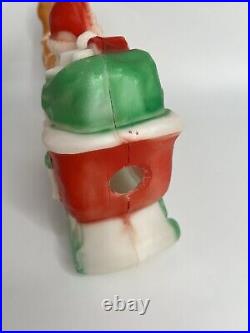 Vintage Lighted Blow Mold Santa Sleigh Flying Reindeer Carolina Enterprise 1980s