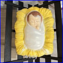 Vintage Lighted Christmas Nativity LARGE 39 Joseph Mary Jesus Blow Mold USA