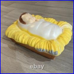 Vintage Lighted Christmas Nativity LARGE 39 Joseph Mary Jesus Blow Mold USA