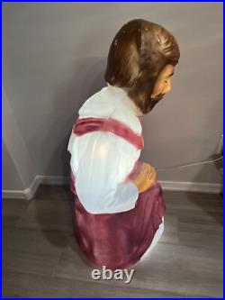 Vintage Lighted Christmas Nativity LARGE 39 Joseph Mary Jesus Blow Mold USA