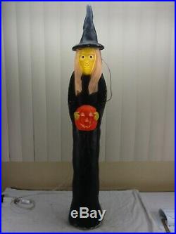 Vintage Lighted Skinny Witch Halloween Blow Mold Decor Don Featherstone Union 36
