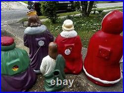 Vintage Lot Of 9 blow mold nativity, 44 Snowman X 2, Penguin, Candy Cane