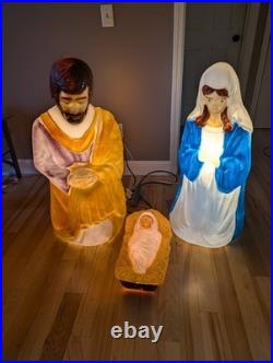 Vintage Mary Joseph Baby Jesus 40 Empire Blow Mold Nativity Set Christmas XL