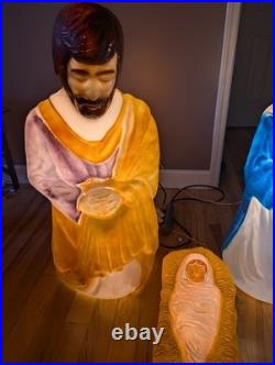 Vintage Mary Joseph Baby Jesus 40 Empire Blow Mold Nativity Set Christmas XL