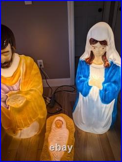 Vintage Mary Joseph Baby Jesus 40 Empire Blow Mold Nativity Set Christmas XL