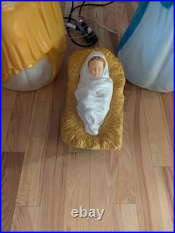 Vintage Mary Joseph Baby Jesus 40 Empire Blow Mold Nativity Set Christmas XL