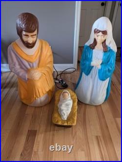 Vintage Mary Joseph Baby Jesus 40 Empire Blow Mold Nativity Set Christmas XL