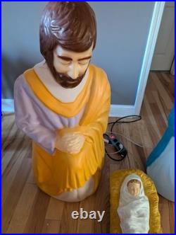 Vintage Mary Joseph Baby Jesus 40 Empire Blow Mold Nativity Set Christmas XL