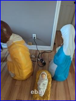 Vintage Mary Joseph Baby Jesus 40 Empire Blow Mold Nativity Set Christmas XL