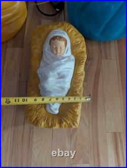 Vintage Mary Joseph Baby Jesus 40 Empire Blow Mold Nativity Set Christmas XL