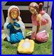 Vintage Mary Joseph Jesus 3 Piece Blow Mold Nativity Set Christmas Glow Plastic