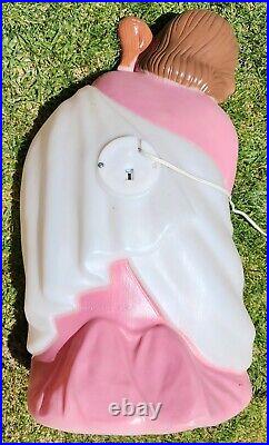 Vintage Mary Joseph Jesus 3 Piece Blow Mold Nativity Set Christmas Glow Plastic