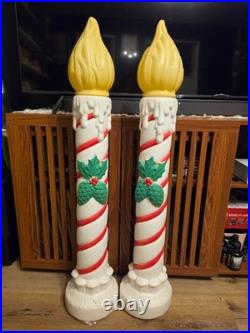 Vintage Mid Century Christmas Grand Venture 1999 Blow Mold Candles Pair 38