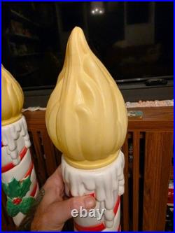 Vintage Mid Century Christmas Grand Venture 1999 Blow Mold Candles Pair 38