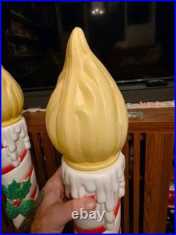 Vintage Mid Century Christmas Grand Venture 1999 Blow Mold Candles Pair 38