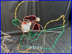 Vintage Mr. Christmas Holiday Lights Sculpture Santa & Sleigh & Reindeer 3D Lawn