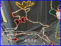 Vintage Mr. Christmas Holiday Lights Sculpture Santa & Sleigh & Reindeer 3D Lawn