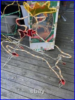 Vintage Mr. Christmas Holiday Lights Sculpture Santa & Sleigh & Reindeer 3D Lawn