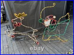 Vintage Mr. Christmas Holiday Lights Sculpture Santa & Sleigh & Reindeer 3D Lawn