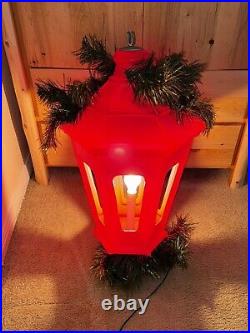 Vintage Municipal Christmas Decoration Lantern Lighted Red Blow Mold