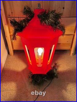 Vintage Municipal Christmas Decoration Lantern Lighted Red Blow Mold