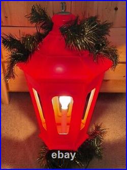 Vintage Municipal Christmas Decoration Lantern Lighted Red Blow Mold