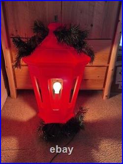 Vintage Municipal Christmas Decoration Lantern Lighted Red Blow Mold