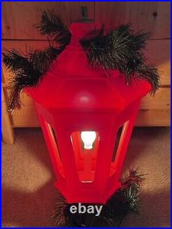 Vintage Municipal Christmas Decoration Lantern Lighted Red Blow Mold
