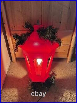 Vintage Municipal Christmas Decoration Lantern Lighted Red Blow Mold