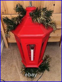 Vintage Municipal Christmas Decoration Lantern Lighted Red Blow Mold