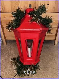 Vintage Municipal Christmas Decoration Lantern Lighted Red Blow Mold